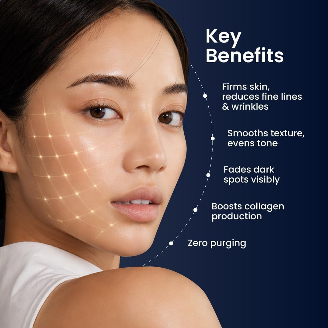 Woman's face with clear skin and fine lines near the eyes