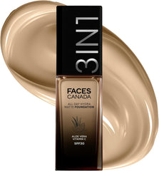 Hydra matte foundation bottle with beige swirl smear and Aloe Vera Vit C label