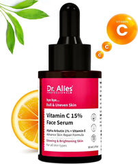 Dr. Alies Professional 15% Vitamin C Face Serum with 1% Alpha Arbutin, Vitamin E & Ferulic Acid – 30ml