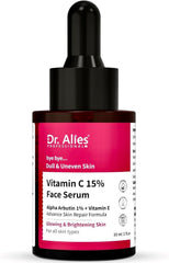 Dr. Alies Professional 15% Vitamin C Face Serum with 1% Alpha Arbutin, Vitamin E & Ferulic Acid – 30ml