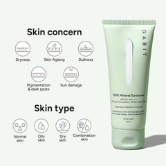 Gabit 100% Mineral Sunscreen SPF 50 PA++++ – Water & Sweat Resistant, UVA/UVB & Blue Light Protection – 50ml