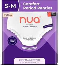 Nua disposable period panties pack of 5, size S-M, white underwear with panty-style fit