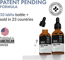 Two amber hair prime serum bottles with black droppers