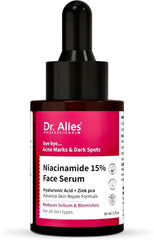 Dr. Alies Professional 15% Niacinamide Face Serum with Hyaluronic Acid & Zinc PCA – Acne Marks, Blemish & Oil Control Care – 30ml