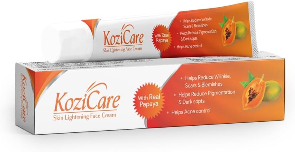 Kozicare Kojic Acid & Papaya Face Cream – Tan Removal & Skin Brightening Cream for Glowing Skin – Non-Greasy & Lightweight – 15g