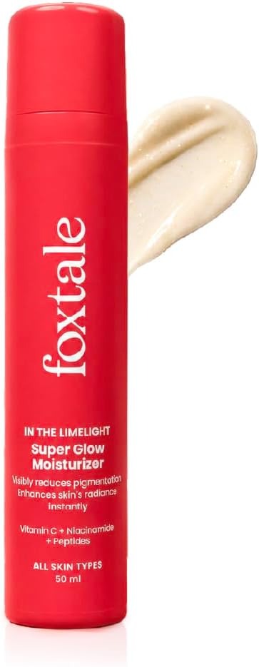 Foxtale Vitamin C Super Glow Moisturizer with Niacinamide & Peptides – Pigmentation Care & Radiance Boosting Moisturizer – 50ml