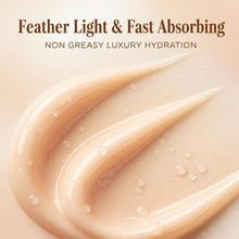 Pale peach gel face cream swatch with glossy texture