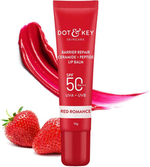 Dot & Key Ceramide & Peptide Barrier Repair Brightening Lip Balm SPF 50 PA+++ – Red Romance | 10g | Tinted Lip Balm for Hydration, Barrier Care & Sun Protection