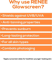 RENEE Glowscreen SPF 50 Sunscreen Cream 50ml | PA++++ UVA & UVB Protection | Hyaluronic Acid & Vitamin C | Matte, Non-Greasy & No White Cast