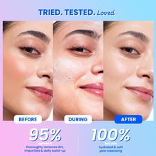 Hydrating gentle face wash with blue results panel