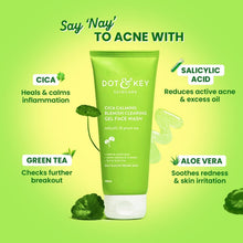 Green Dot & Key Cica calming face wash squeeze tube with white base