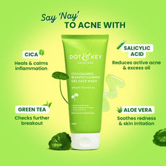 Dot & Key Cica 2% Salicylic Acid Face Wash with Green Tea – 200ml Each | Pack of 2 | Sulphate-Free Face Cleanser for Oily & Acne-Prone Skin | Men & Women