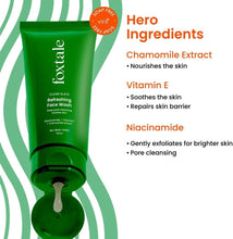 Green Foxtale face wash tube with central pump drop.