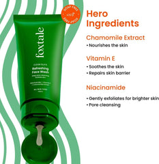 Foxtale Refreshing Face Wash with Niacinamide | Deep Cleansing, Hydrating & Brightening Cleanser | Non-Drying | All Skin Types | 100ml
