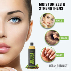 UrbanBotanics® Cold Pressed Jojoba Oil for Skin & Hair - Virgin & Unrefined - 100ml