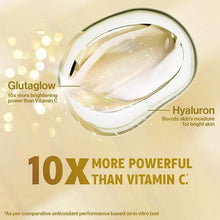 Serum gel swatch in glass bowl with GlutaGlow and Hyaluron text