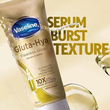 Vaseline Gluta-Hya serum-in-lotion tube with gel texture splash, non-sticky