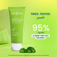 Green gel face wash tube with white cap, DOT & KEY branding, 175 ml
