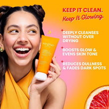 Vitamin C + E gel face wash tube, orange squeeze tube with white cap