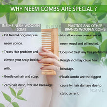 Neem wood pocket beard and mustache comb with short handle and straight fine teeth
