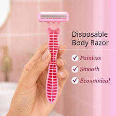 Carmesi Disposable Body Razors for Women | Pack of 5 | Aloe Vera & Vitamin E Moisture Strip | Smooth Body Hair Removal Razor | Slip-Proof Rubber Grip | Safe & Hygienic