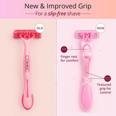 Carmesi Disposable Body Razors for Women | Pack of 5 | Aloe Vera & Vitamin E Moisture Strip | Smooth Body Hair Removal Razor | Slip-Proof Rubber Grip | Safe & Hygienic