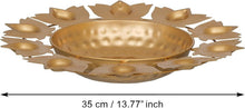 Golden metal lotus urli centerpiece, diameter 35 cm, with nine diya holders