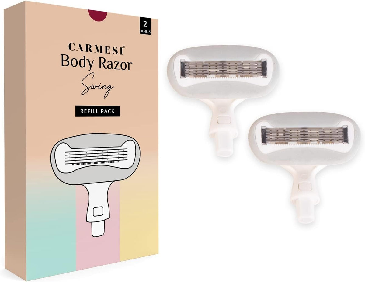 Carmesi Body Razor Swing – 2-Way Pivot Razor for Smooth, Comfortable Hair Removal with Aloe Vera & Vitamin E – Refill Pack