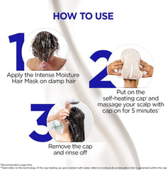 BBLUNT Intense Moisture Heat Hair Spa Mask – Self-Heating Cap with Jojoba Oil & Vitamin E for Deep Nourishment, Moisture & Shine – For Thick, Coloured & Treated Hair – 70g