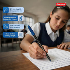 Reynolds AEROSLIM Ball Pens – Set of 5 Black Pens with Comfortable Grip, 0.7 mm Tip – Smooth Writing Pens for Students, Office & Everyday Use