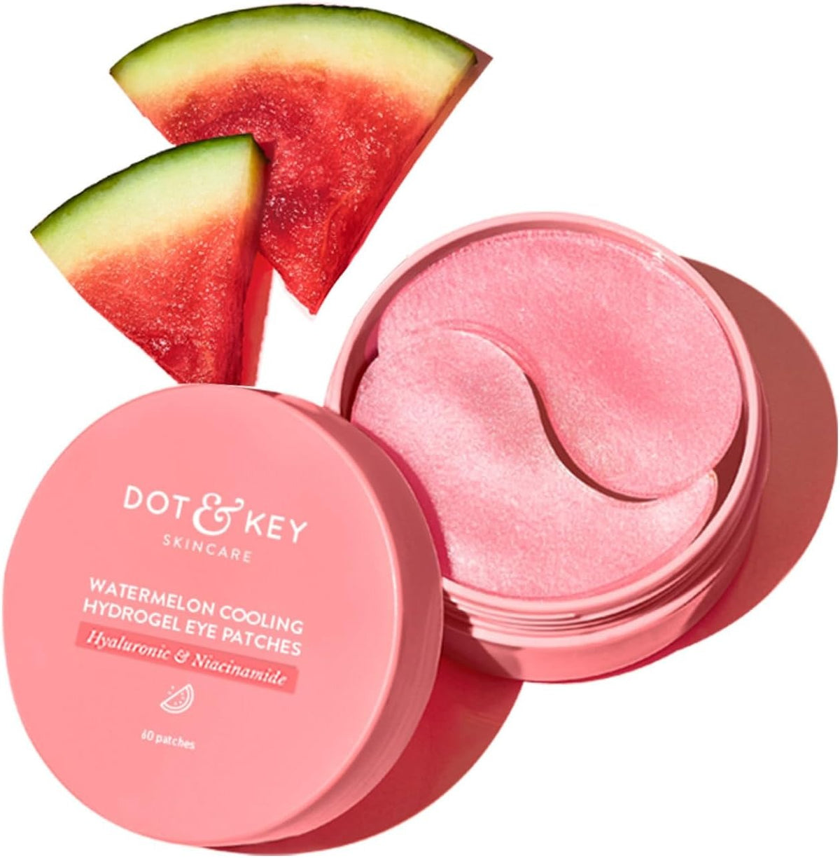 Dot & Key Watermelon Cooling Hydrogel Under Eye Patches – With Hyaluronic Acid & Niacinamide for Hydration, De-Puffing & Dark Circle Care – 60 Patches