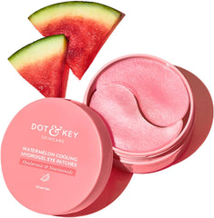 Dot & Key Watermelon Cooling Hydrogel Under Eye Patches – With Hyaluronic Acid & Niacinamide for Hydration, De-Puffing & Dark Circle Care – 60 Patches