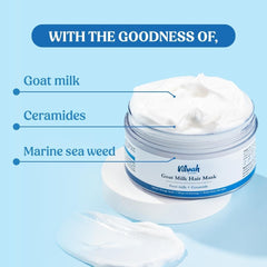 Vilvah Goat Milk Hair Mask – Deep Conditioning Mask for Dry, Frizzy & Damaged Hair – With Ceramides & Marine Seaweed – Helps Maintain Moisture, Reduce Breakage & Add Shine