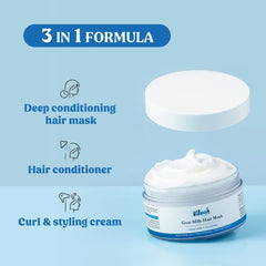 Vilvah Goat Milk Hair Mask – Deep Conditioning Mask for Dry, Frizzy & Damaged Hair – With Ceramides & Marine Seaweed – Helps Maintain Moisture, Reduce Breakage & Add Shine