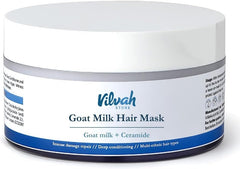 Vilvah Goat Milk Hair Mask – Deep Conditioning Mask for Dry, Frizzy & Damaged Hair – With Ceramides & Marine Seaweed – Helps Maintain Moisture, Reduce Breakage & Add Shine