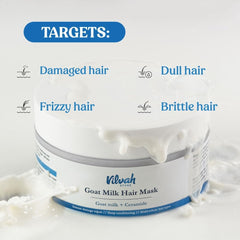 Vilvah Goat Milk Hair Mask – Deep Conditioning Mask for Dry, Frizzy & Damaged Hair – With Ceramides & Marine Seaweed – Helps Maintain Moisture, Reduce Breakage & Add Shine