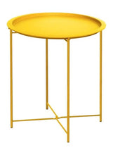 Round gold side table with mesh-style frame and circular tabletop