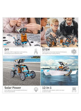 Education solar robot kit brochure showing STEM and solar power with assembled robots