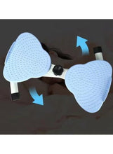 Blue textured foot pads on rotating exercise base with black pivot knob