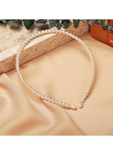 White pearl beaded headband with small metal clasp