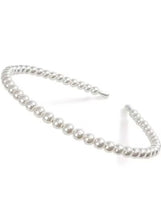 White pearl beaded headband, flexible curved band with end tips