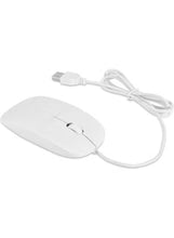 White wired USB optical mouse with attached cable