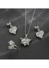 Elegant Heart Crystal Jewelry Set Silver