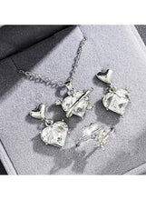 Elegant Heart Crystal Jewelry Set Silver