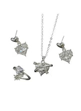Elegant Heart Crystal Jewelry Set Silver
