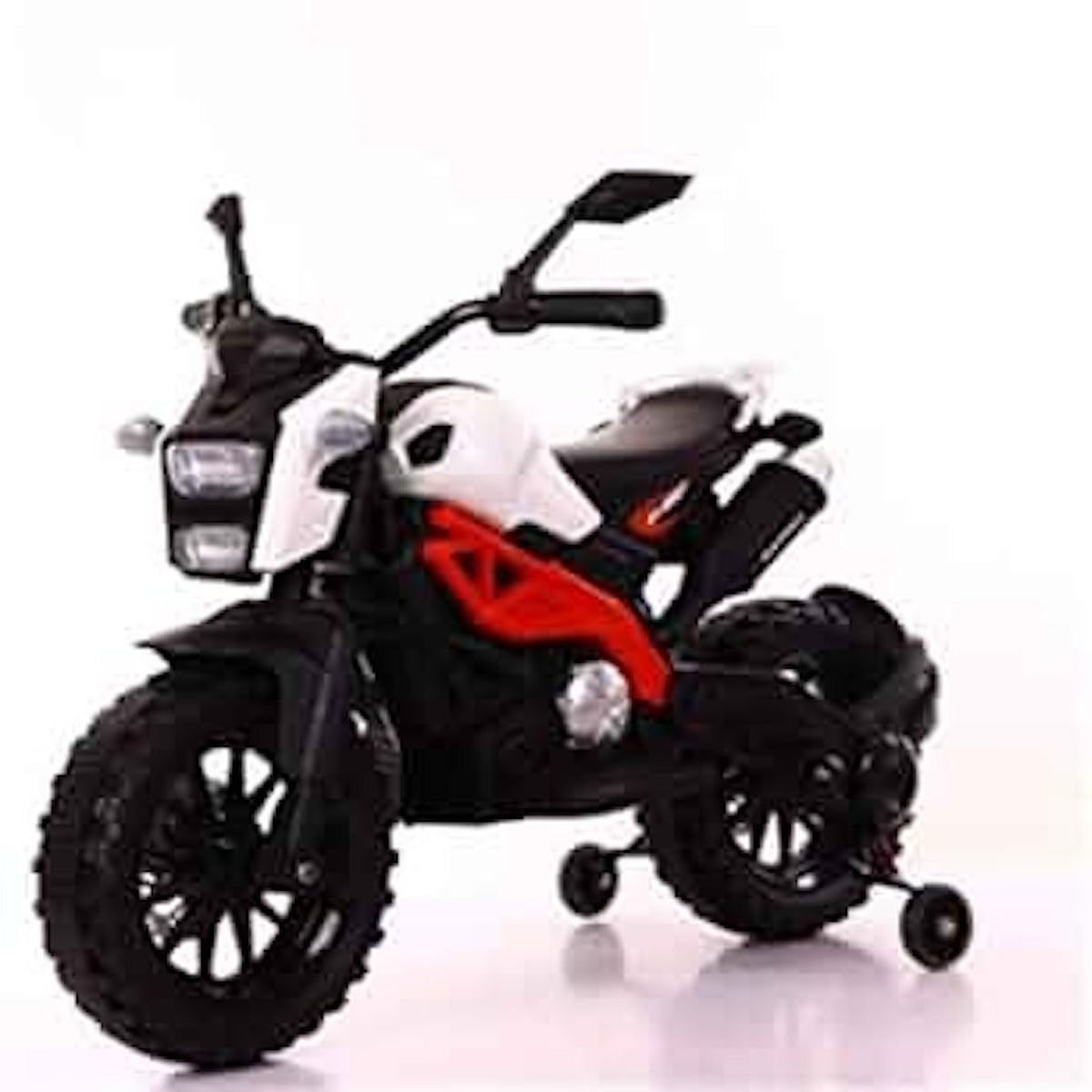 ZS-02 12V Electric Ride-On Motorcycle for Kids – White/Red with Racing Handle