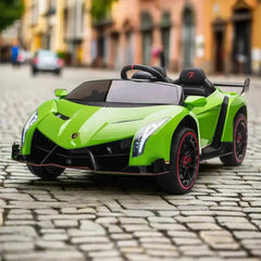 Factual Toys Lamborghini Veneno 2-Seater Licensed Ride-On Car – 12V Electric with Remote Control (Black & Green)