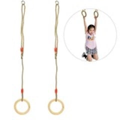 Wooden Gymnastics Rings – Adjustable Hanging Training Rings for Kids & Adults