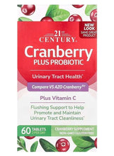 Cranberry plus probiotic supplement box, 60 tablets, with vitamin C