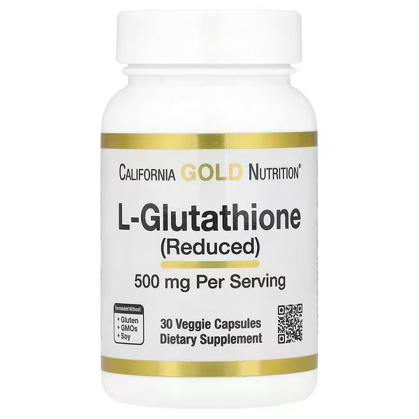 California Gold Nutrition L-Glutathione (Reduced) – 500 mg, 30 Veg Capsules - Mumzar